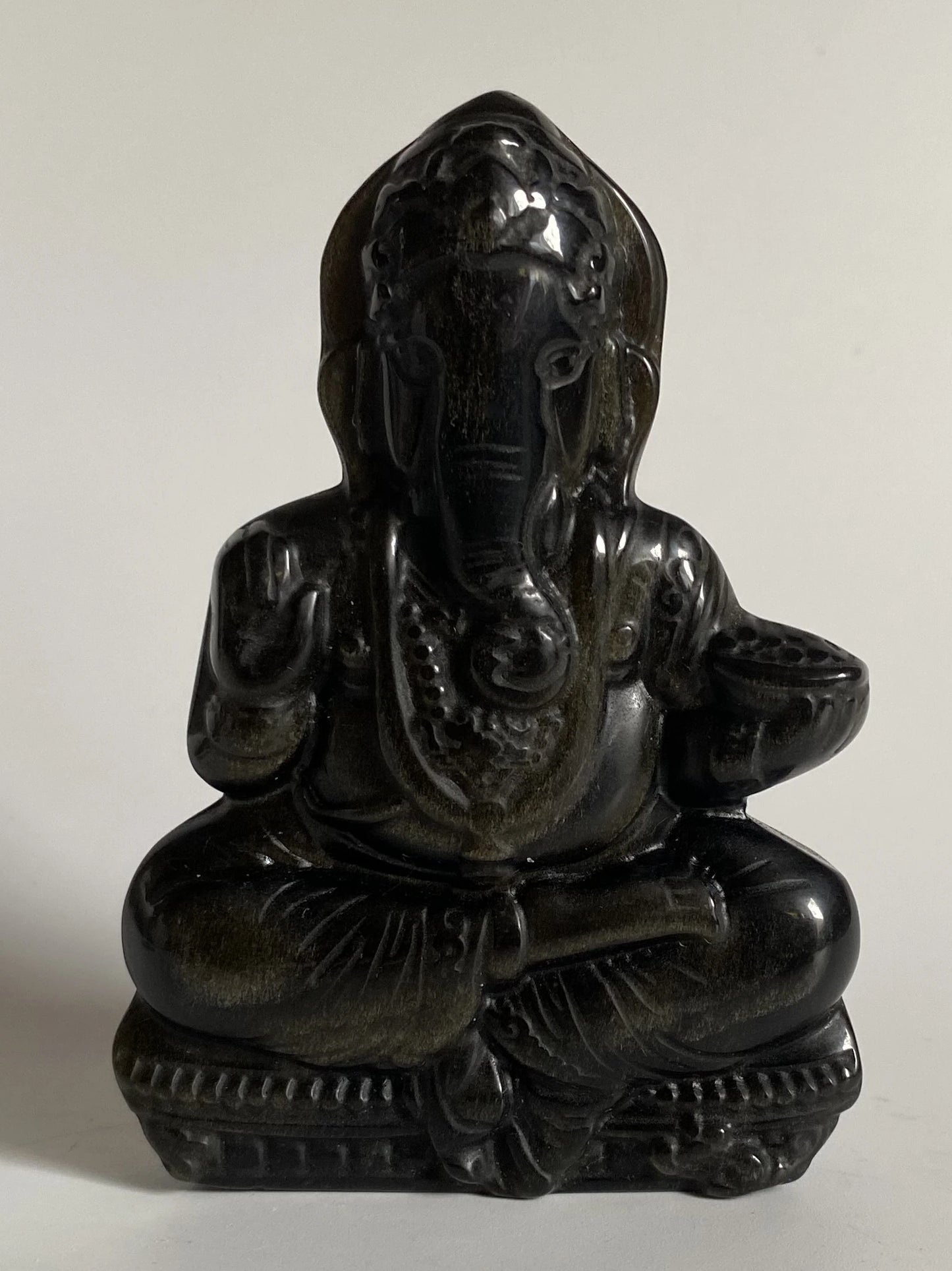Obsidian Auriu - Sculptura Ganesha - Decoratiune Piatra Semipretioasa