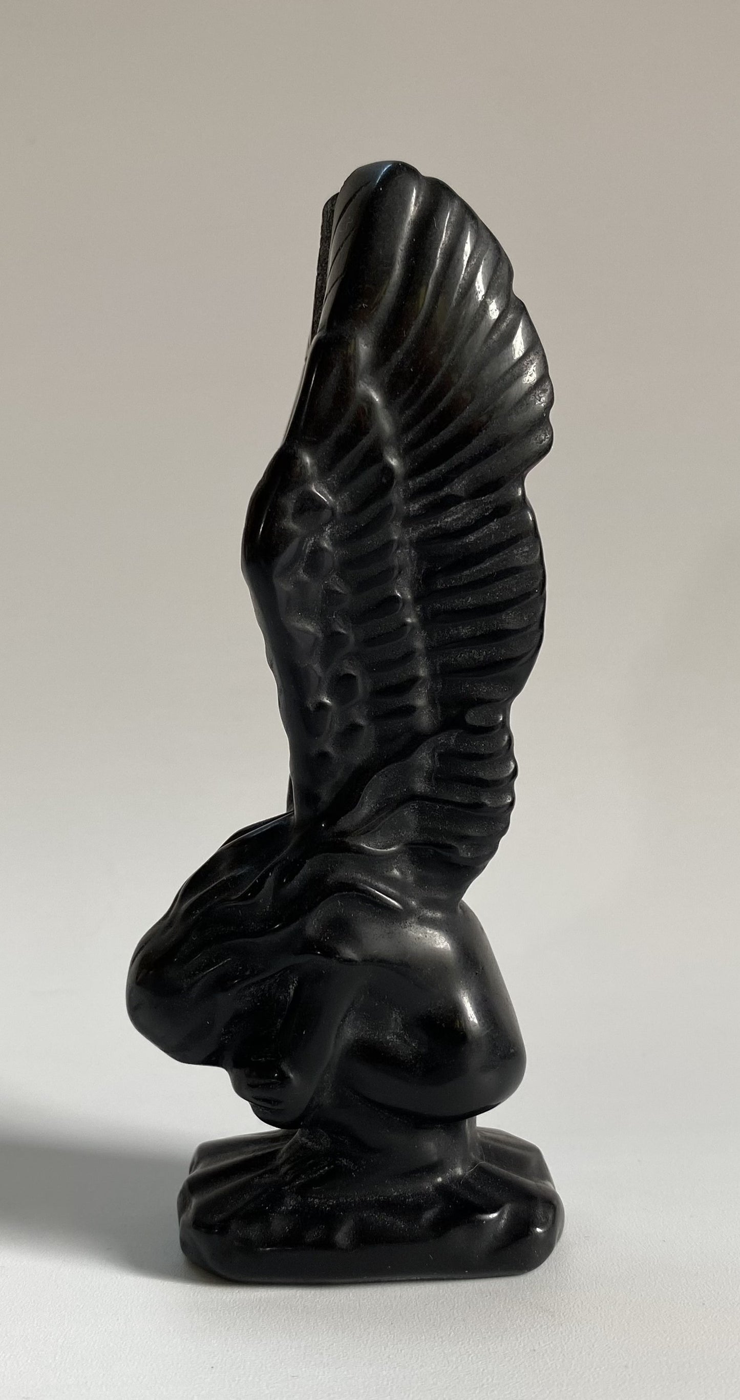 Inger de 12cm din cristal de obsidian pe fundal alb