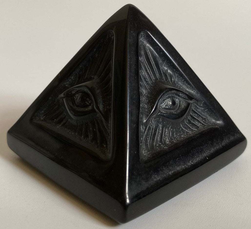 Piramidă din obsidian natural de 5.8cm, piatră semiprețioasă