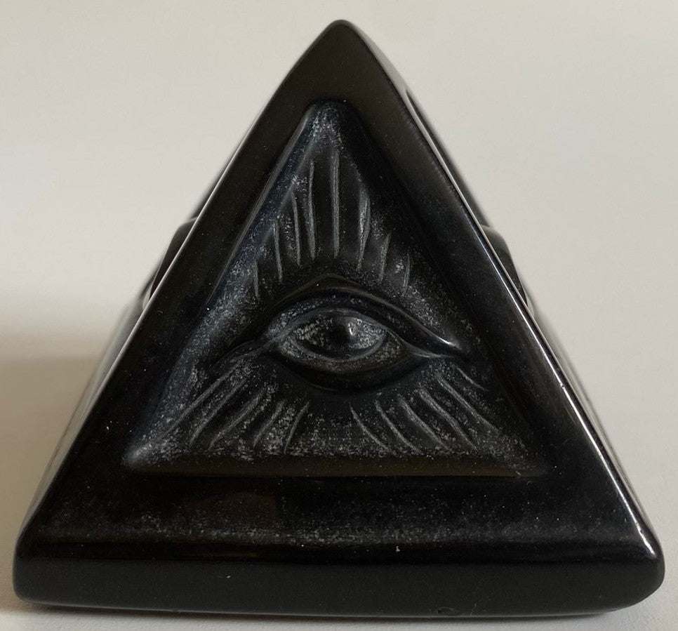 Piramidă mică din obsidian natural de 5.8 cm, piatră semiprețioasă