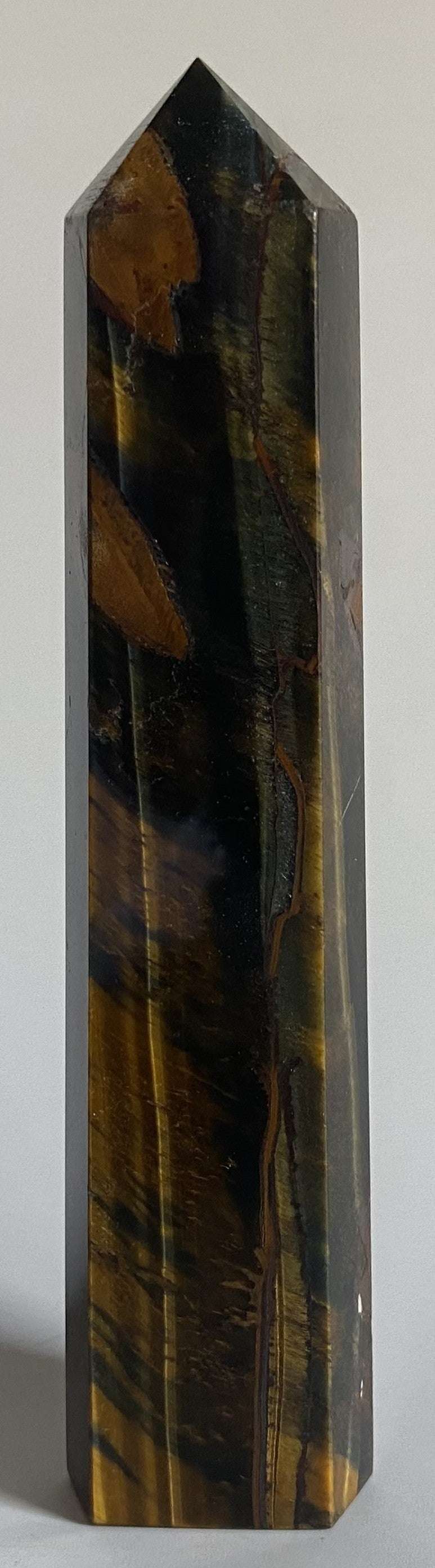 Obelisc din Ochi de Tigru albastru natural 12.7cm piatră semiprețioasă