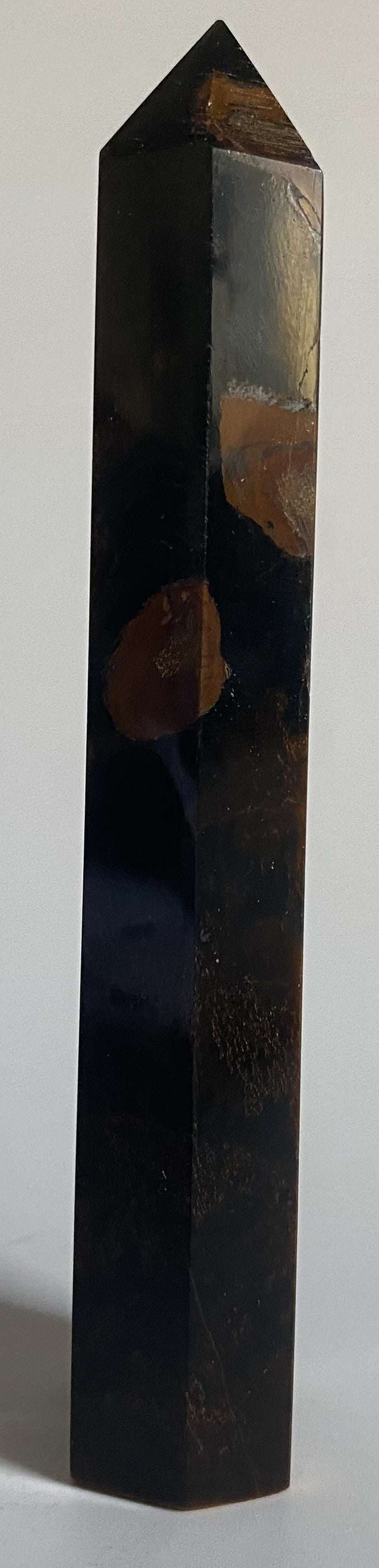 Obelisc din Ochi de Tigru Albastru natural 12.7cm, piatră semiprețioasă poligonală