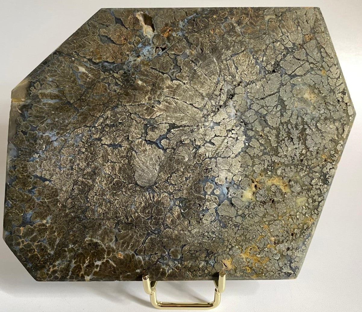 Pirita in Agat (Marcasit) - Felie 15.5cm - Pietre Semipretioase Naturale