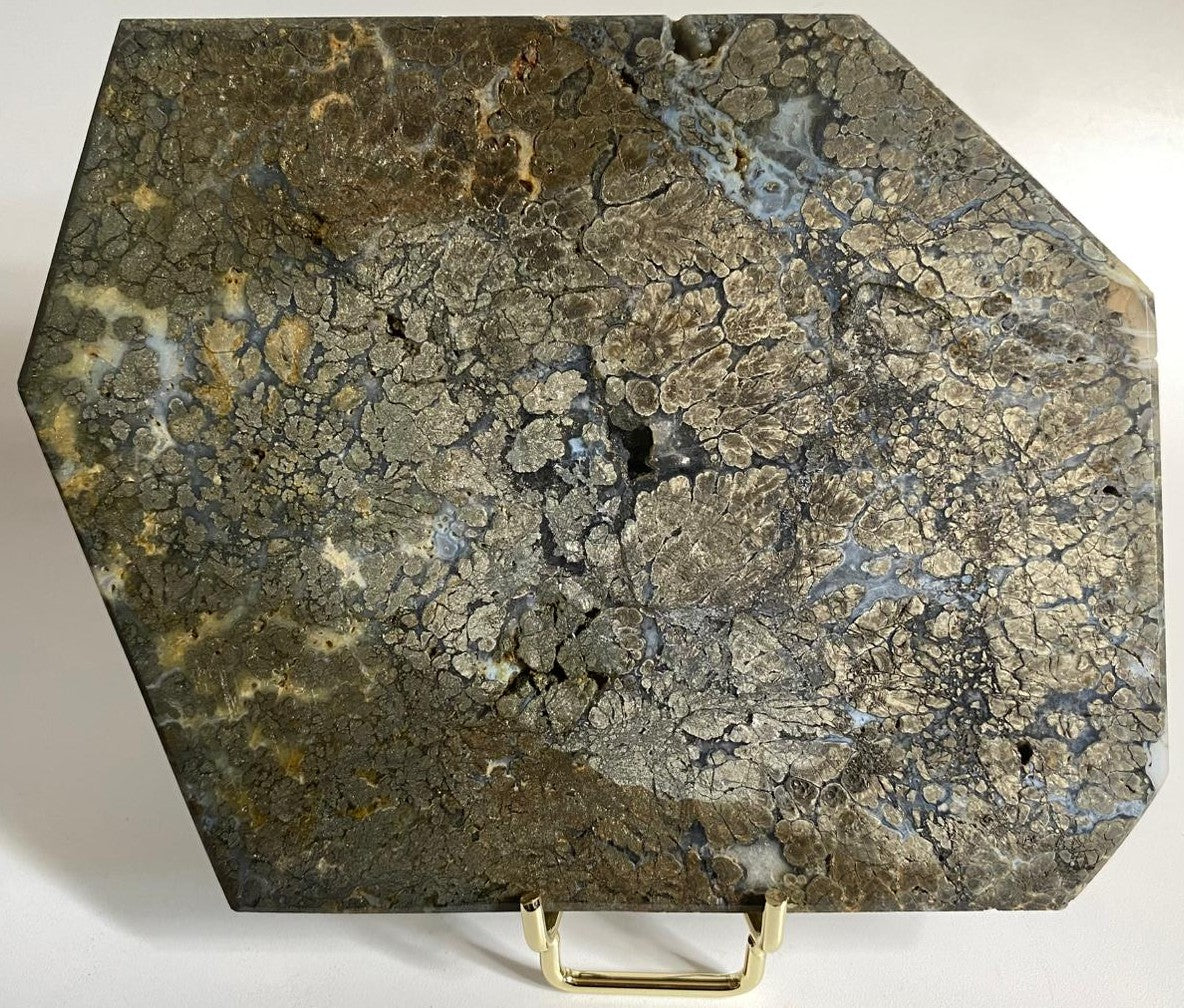 Pirita in Agat (Marcasit) - Felie 15.5cm - Pietre Semipretioase Naturale