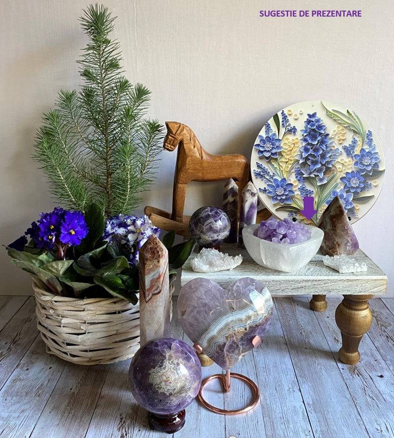 Bol din Selenit natural de 10.2cm, piatră semiprețioasă pentru decor
